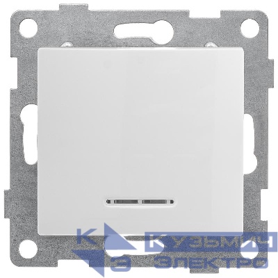 Выключатель 1-кл. СП Bravo 10А 250В с индикацией механизм бел. GUSI С10В18-001