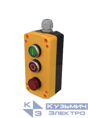 Пост управления ПКУ-22-33V2M-65У1 1 цилиндр "I" НО зел.; 1 цилиндр "O" НЗ красн.; лампа красн. 220В AC IP65 Электротехник ET526986