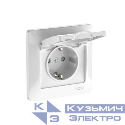 Розетка Glossa 16А IP20 с заземл. защ. шторки с крышкой быстрозажим. клем. в сборе бел. SE GSL000146S