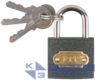 Замок навесной железный 32х28мм стальная дужка 5мм FIT 67132