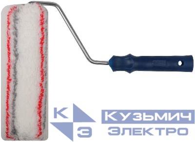 Валик полиакрил. нитяной профи с сер. и крас.полос. бюг. 8мм диам. 48/84мм ворс 18мм 230мм бел. FIT 02368