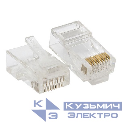 Коннектор RJ45 (8P8C) кат.6 неэкранир. 30мкд универс. (уп.20шт) TERACOM PRO EKF TRP-PLUG-6UTP-20