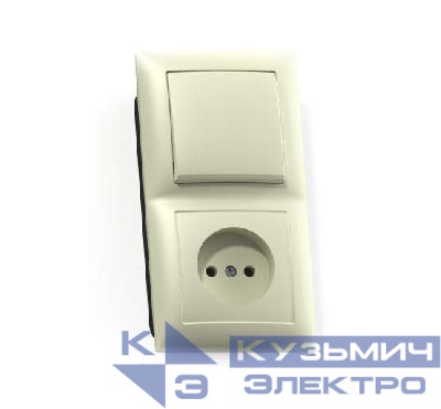 Блок СП БКВР-408 Селена (1-кл. выкл. + розетка) сл. кость Кунцево 8170