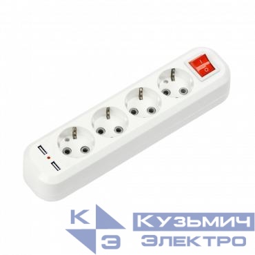 Колодка 4м УЗВ-4USB-GRAND с выключателем и заземлением 2хUSB 5340 IN HOME 4690612043081