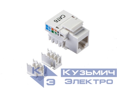 Модуль Keystone неэкранированный, RJ45, cat.6, 90°, 110/Krone тип, под инструмент, белый