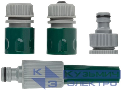 Набор поливочный 4шт 1/2дюйм ( насадка для полива; соединитель; соединитель с автостопом; адаптер внешний ) FIT 77291