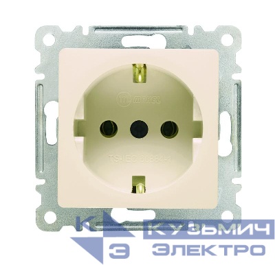 Розетка 1-м СП Lillium 10А с заземл. с панелью механизм крем. Makel 30010028