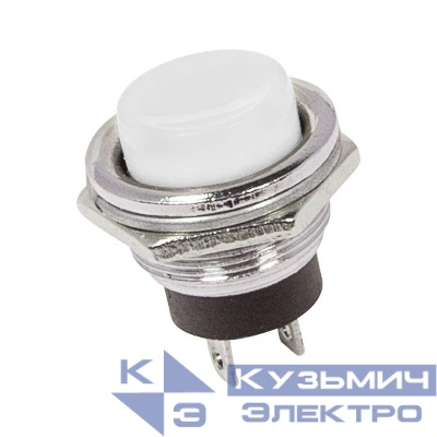 Выключатель-кнопка металл 250В 2А (2с) OFF-(ON) d16.2 бел. (RWD-306) Rexant 36-3355