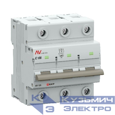 Выключатель автоматический 3п C 100А 10кА AV-125 AVERES EKF mcb125-3-100C-av