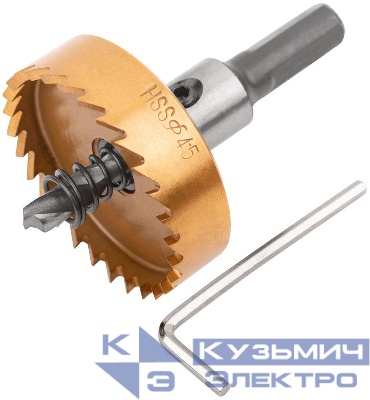 Коронка кольцевая по металлу 45мм титан. покрытие; HSS сталь FIT 36876