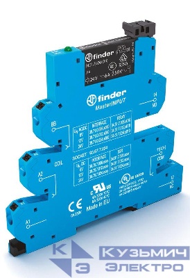 Модуль интерфейсный (сборка 34.51.7.024.5010 + 93.67.7.024) электромеханические реле серия MasterINPUT 1CO 6А AgNi+Au 24В AC/DC IP20 безвинт. клеммы Push-in FINDER 397100245060