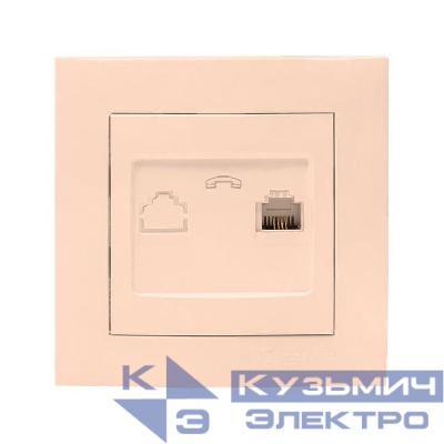 Розетка телефонная 1-м СП Валенсия RJ11 крем. PROxima EKF EWT01-034-20