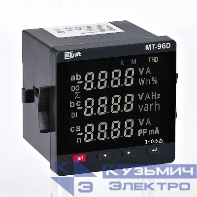 Мультиметр цифровой МТ-72D 3ф вх. 100В 5А RS-485 72х72мм LED-дисплей DEKraft 51406DEK
