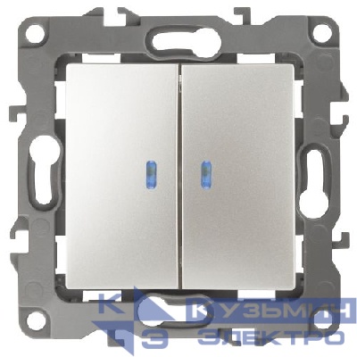 Выключатель 2-кл. СП Эра12 12-1105-15 10А IP20 250В 10AX с подсветкой механизм перламутр Эра Б0019294