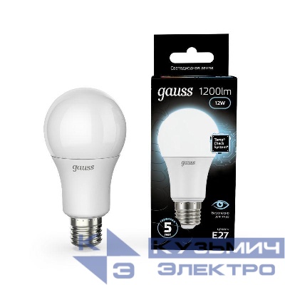Лампа светодиодная Black 12Вт A60 грушевидная 4100К нейтр. бел. E27 1200лм GAUSS 102502212