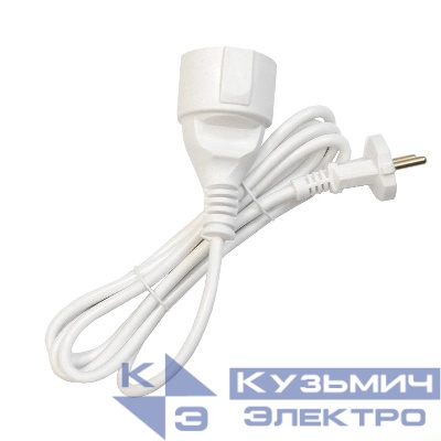 Удлинитель-шнур 1х2м без заземл. 10А IP20 ПВС 2х1 бел. DOMTOK 2335
