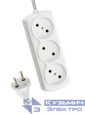 Удлинитель 3х3м 6А IP20 ПВС 2х0.75 КОСМОС YKsm3m-3g(6A)S