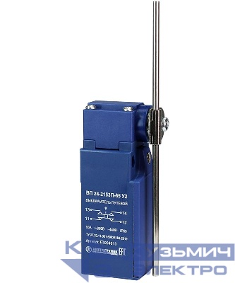 Выключатель путевой ВП 24-2153П-65 У2 1НО+1НЗ 3А IP65 круглый стальной рычаг 20мм без сальника Электротехник ET004613