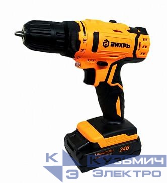Дрель-шуруповерт аккумуляторная ДА-24Л-2к (2.0 А/ч) Вихрь 72/14/18