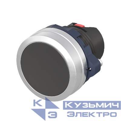 Кнопка плоская без фиксации алюм. кольцо черн. DKC M22P-FMBLA