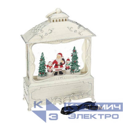 Фонарь декоративный с эффектом снегопада и подсветкой Рождественский лес бел. Neon-Night 501-165