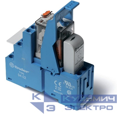 Модуль интерфейсный (сборка 55.32.9.012.0040 + 99.02.9.024.99 + 94.02SMA) электромеханич. реле 2CO 10А AgNi 12В DC IP20 винт. клеммы металлич. клипса LED + диод FINDER 583290120050SMA
