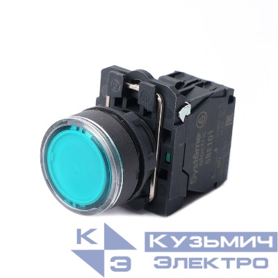 Кнопка модульная SB5 с подсветкой в сборе 22мм пластик 24ВDC 1НО зел. SE SB5AW33B1