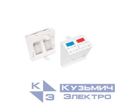 Вставка типа Mosaic 45х45мм 2 порта под модули-вставки типа Keystone наклон. со шторками бел. NIKOMAX NMC-PM2P-AF-WT