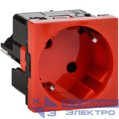 Розетка 2мод. 16А 250В 45град. с заземл. без защ. шторок безвинт. зажимы красн. ИЭК Leg 4525058