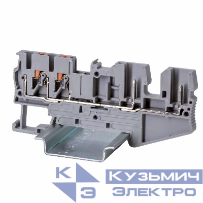Клемма проходная под вставной штекер зажим push-in; 4 точки подключения; 2.5кв.мм сер. DKC VPR-2.5-QT-2P
