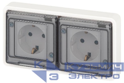Розетка Эксперт 11-2524-01 2х2P+E гориз. IP55 шторки 16А-250В СУ бел. Эра Б0063254