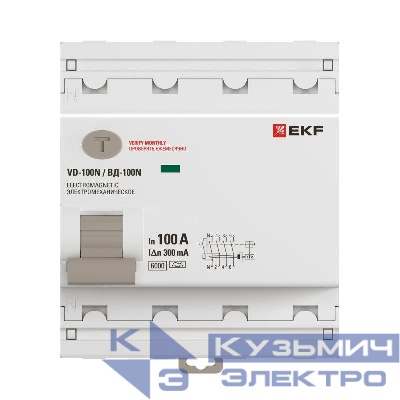 Выключатель дифференциального тока 4п 100А 300мА тип A 6кА ВД-100N электромех. PROxima EKF E1046MA100300