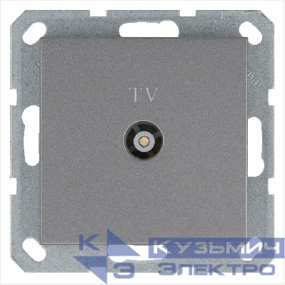 Розетка телевизионная оконечная TV Ф9.5мм механизм алюм. Jasmart G6001S