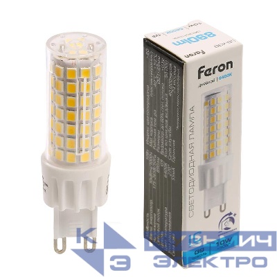 Лампа светодиодная LB-438 10Вт JCD 6400К G9 230В диммир. FERON 51743