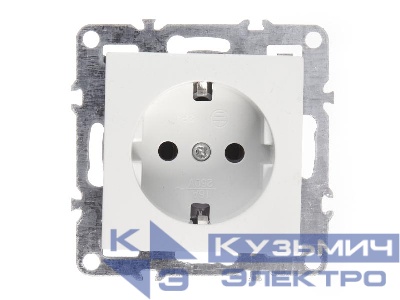 Розетка в рамку с заземлением, 16А, пластик, IP20, цвет белый NETKO Optima Electric