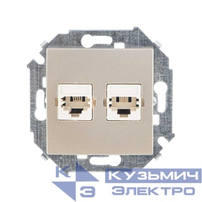 Розетка телефонная 2-м Simon 15 RJ11 винтов. зажим механизм шампань Simon 1591589-034