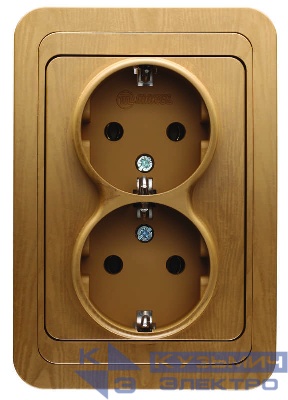 Розетка 2-м СП Mimoza 16А IP20 с заземл. дуб Makel 24282