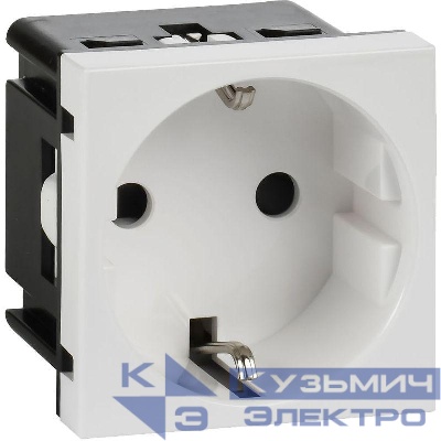 Розетка 2мод. 16А 250В 90град. с заземл. без защ. шторок винт. зажимы бел. ИЭК Leg 4521046