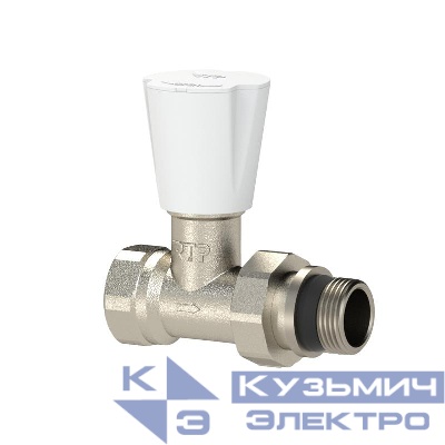 Вентиль для радиатора прямой с прокладкой латунь 1/2дюйм еврослот никель RTP 41410