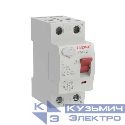 Выключатель дифференциального тока (УЗО) 2п (1P+N) 40А 100мА тип AC MDL100 YON MDL100-2P3-40-AC