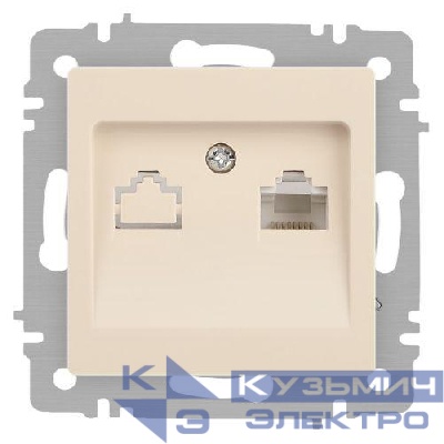 Розетка компьютерная 1-м СП Accent 6-303-02 RJ45 IP20 сл. кость Intro Б0063627