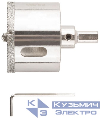 Коронка кольцевая алмазная по керамограниту камню и кафелю 55х70мм с центровочным сверлом FIT 16222