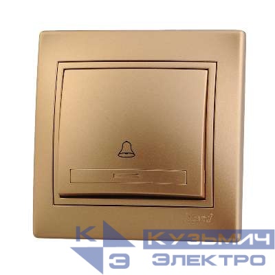 Выключатель кнопочный 1-кл. СП Mira зол. метал. LEZARD 701-1313-103