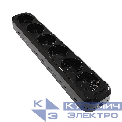 Колодка удлинителя 6-м с заземл. АБС-пластик черн. UNIVersal 2240