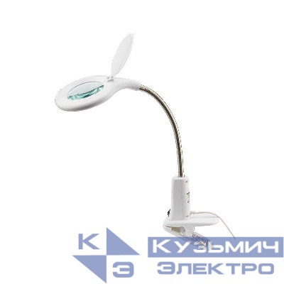Лупа настольная малая 3Х+доп.12Х с подсветкой 60 LED (прищепка) бел. REXANT 31-0244