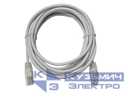 Патч-корд UTP4 cat.5е, 3.0м, CCA, LSZH, серый, литой коннектор NETKO Optima