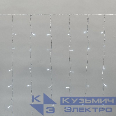 Гирлянда светодиодная "Светодиодный Дождь" 2х1.5м 150LED бел. 5.1Вт 230В IP44 эффект мерцания прозр. провод Neon-Night 235-515