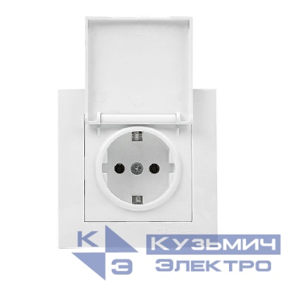 Розетка 1-м СП Валенсия 16А IP44 с заземл. защ. шторки с крышкой бел. PROxima EKF EWV10-124-10