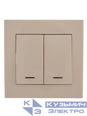 Выключатель 2-кл. СП Rain IP20 с подсветкой крем. LEZARD 703-0303-112