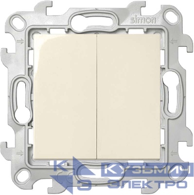 Выключатель 2-кл. 1п 2мод. СП Simon 24 10А IP20 механизм сл. кость Simon 2450398-031